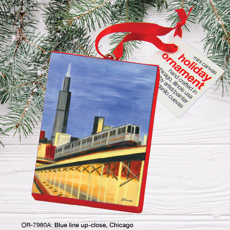 Blue Line Up-Close, Chicago, Ornament (OR-7980A), Front, printedcanvas.com