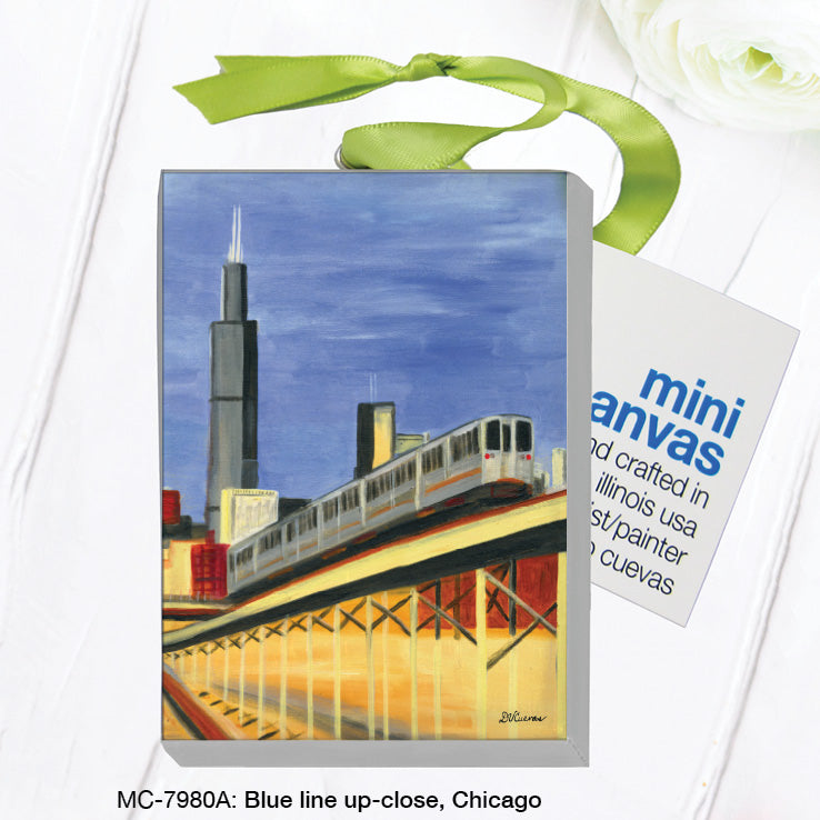 Blue Line Up-Close, Chicago, Mini Canvas (MC-7980A), Front, printedcanvas.com