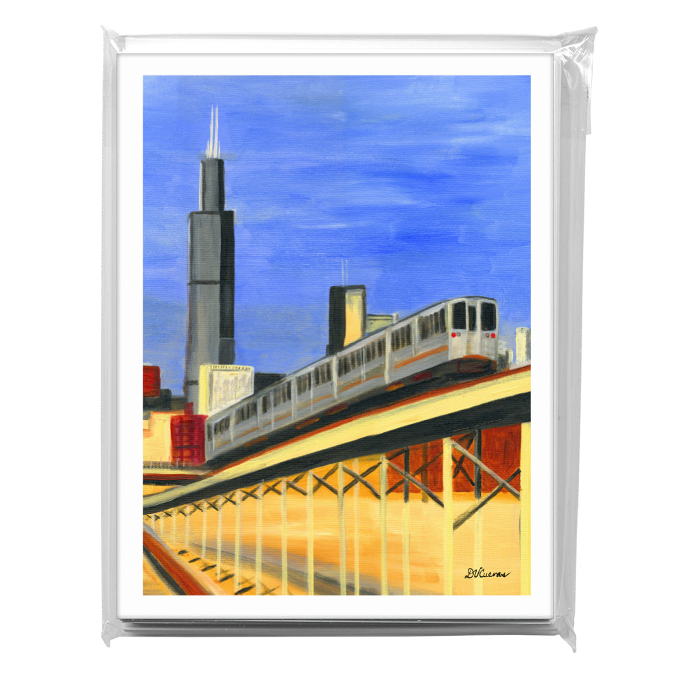Blue Line Up-Close, Chicago, Greeting Card (7980A), A2 Card 8-Pack, www.printedcanvas.com