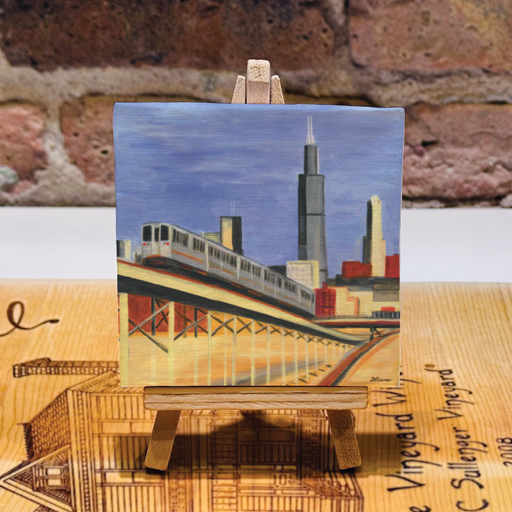 Blue Line Up-Close, Chicago, Mini Artwork (MA-7980C)
