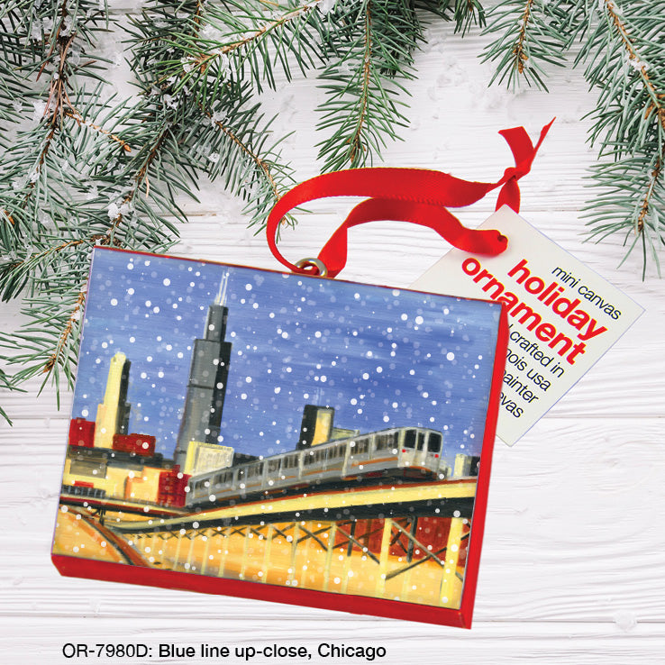 Blue Line Up-Close, Chicago, Ornament (OR-7980D), Front, printedcanvas.com