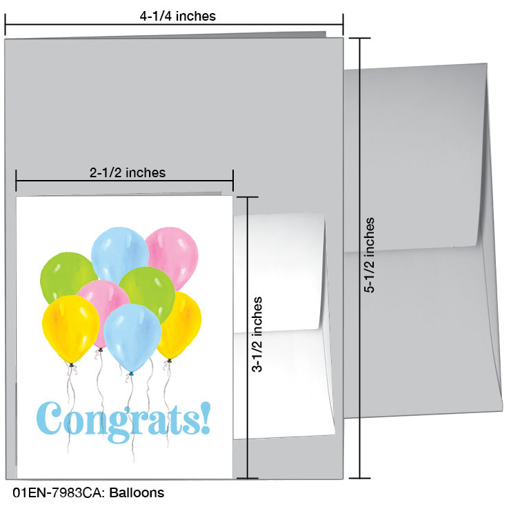 Balloons, Greeting Card (7983CA), Enclosure, www.printedcanvas.com