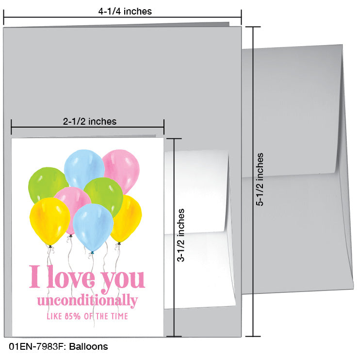Balloons, Greeting Card (7983F), Enclosure Card, www.printedcanvas.com