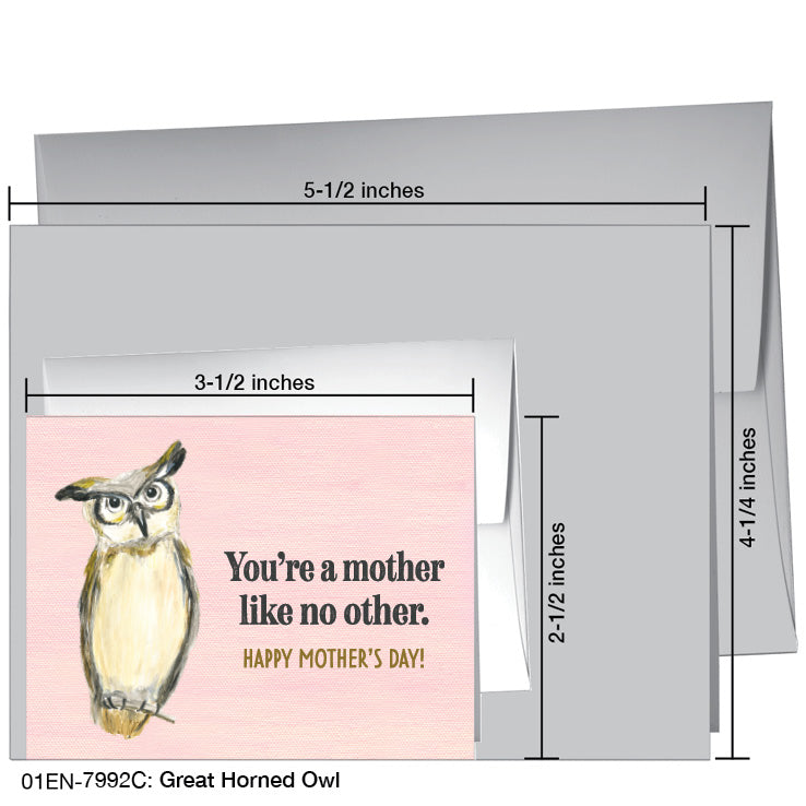 Great Horned Owl, Greeting Card (7992C), Enclosure, www.printedcanvas.com