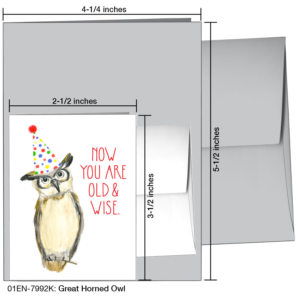 Great Horned Owl, Greeting Card (7992K), Enclosure, www.printedcanvas.com