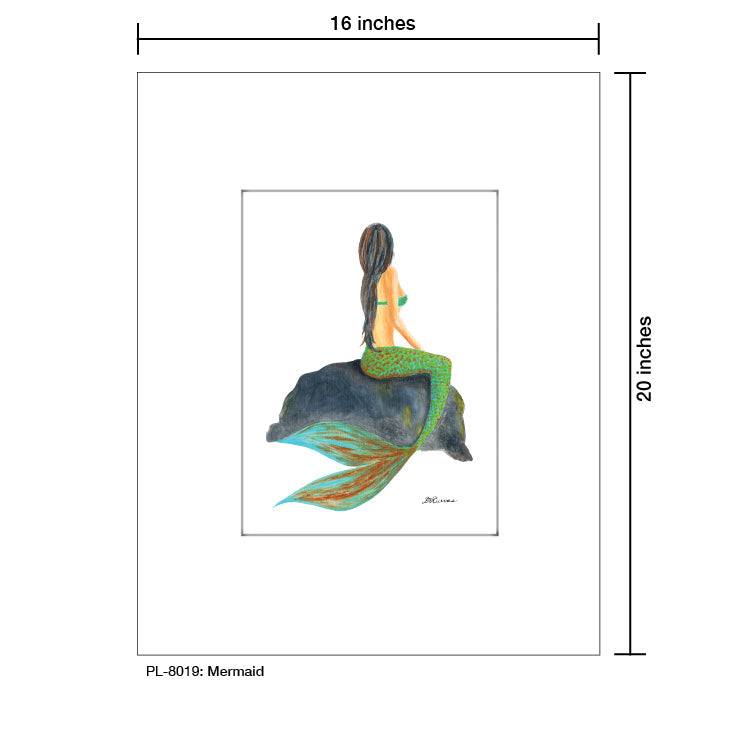 Mermaid, Print (#8019B), Printe Matted, www.printedcanvas.com