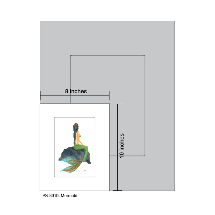 Mermaid, Print (#8019B), Print Matted, www.printedcanvas.com