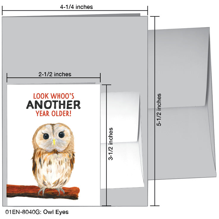 Owl Eyes, Greeting Card (8040G), Enclosure Card, www.printedcanvas.com