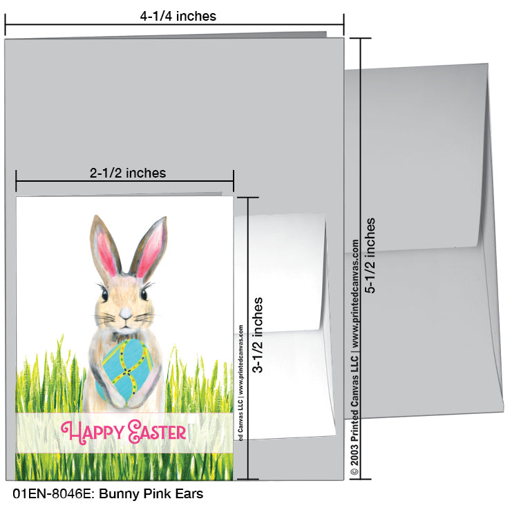 Bunny Pink Ears, Greeting Card (#8046E)