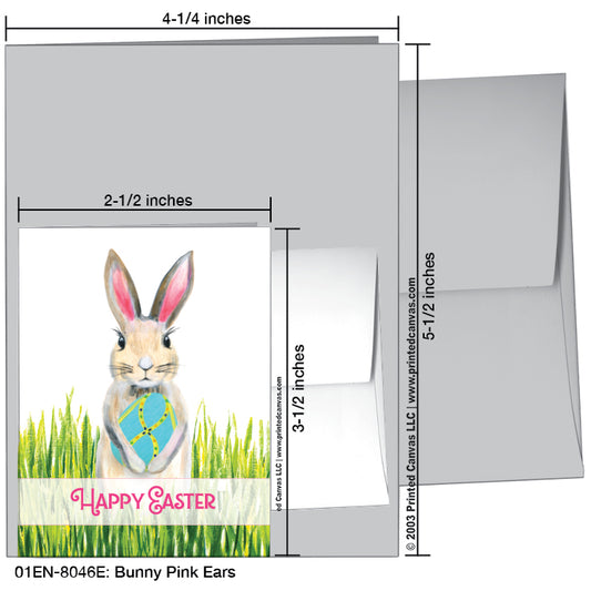 Bunny Pink Ears, Greeting Card (#8046E)
