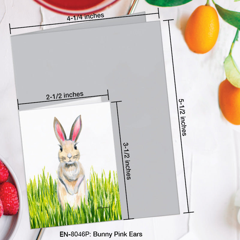 Bunny Pink Ears, Greeting Card (8046P), Enclosure Card, www.printedcanvas.com