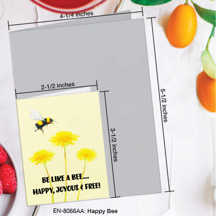 Happy Bee, Greeting Card (8066AA), Enclosure, www.printedcanvas.com