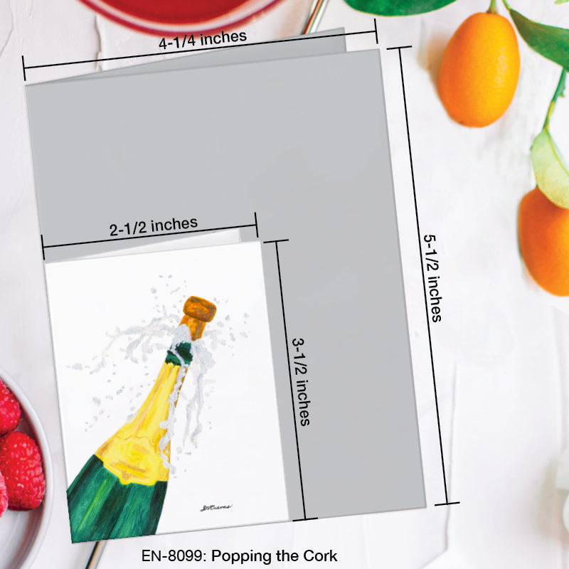 Popping the Cork, Greeting Card (8099F), Enclosure Card, www.printedcanvas.com
