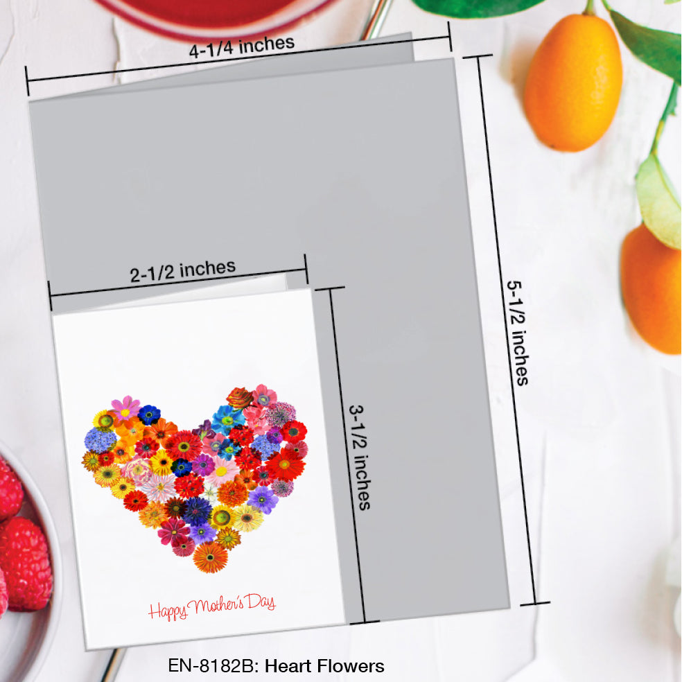 Heart Flowers, Greeting Card (#8182B)
