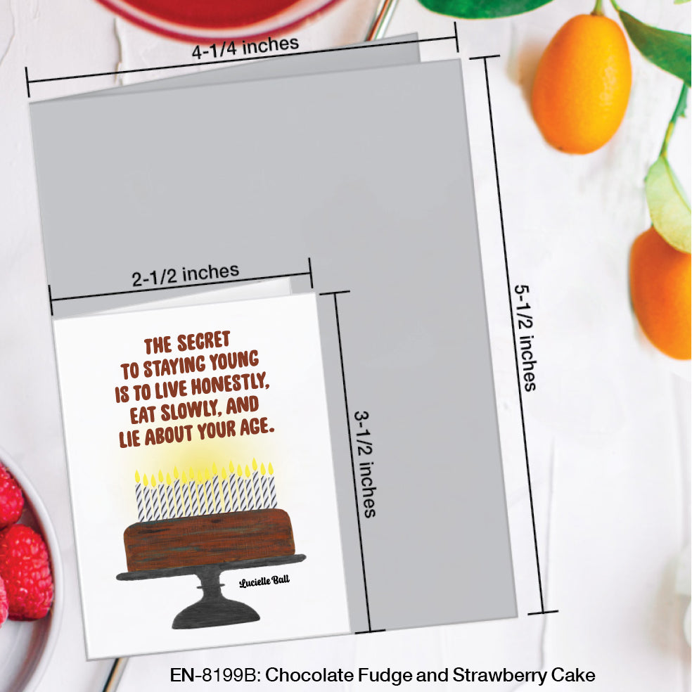 Chocolate Fudge and Strawberry Cake, Greeting Card (#8199B)