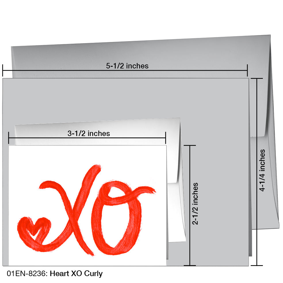 Heart XO Curly, Greeting Card (8236), Enclosure, printedcanvas.com