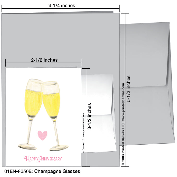Champagne Glasses, Greeting Card (#8256E)