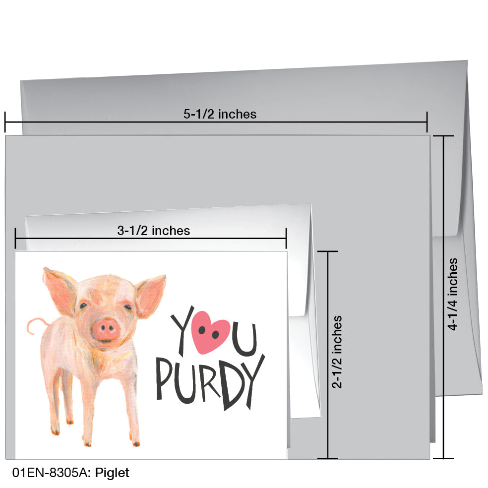 Piglet, Greeting Card (8305A), Enclosure, www.printedcanvas.com
