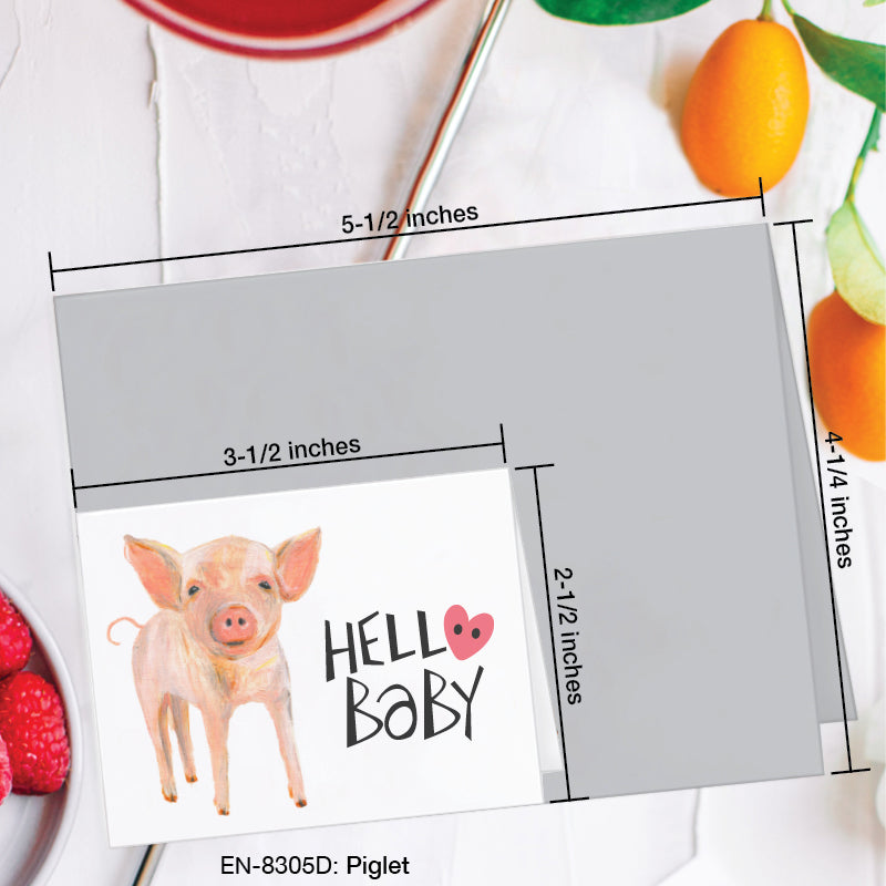 Piglet, Greeting Card (8305D), Enclosure, www.printedcanvas.com