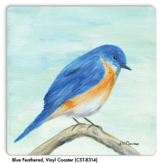 Blue Feathered, Vinyl Coaster (CST-8314) - Printed Canvas