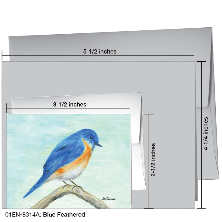 Blue Feathered, Greeting Card (8314A), Enclosure Card, www.printedcanvas.com