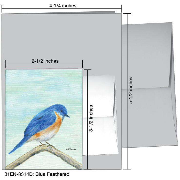 Blue Feathered, Greeting Card (8314D), Enclosure, www.printedcanvas.com