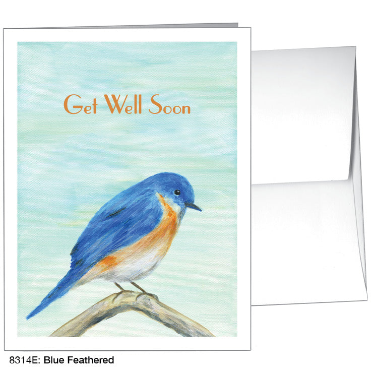 Blue Feathered, Greeting Card (8314E), A2 Card Front, www.printedcanvas.com