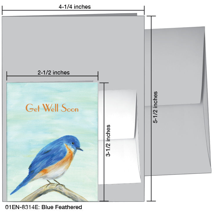 Blue Feathered, Greeting Card (8314E), Enclosure Card, www.printedcanvas.com