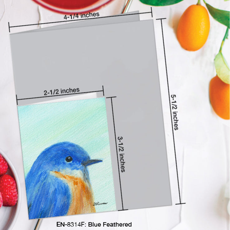 Blue Feathered, Greeting Card (#8314F)