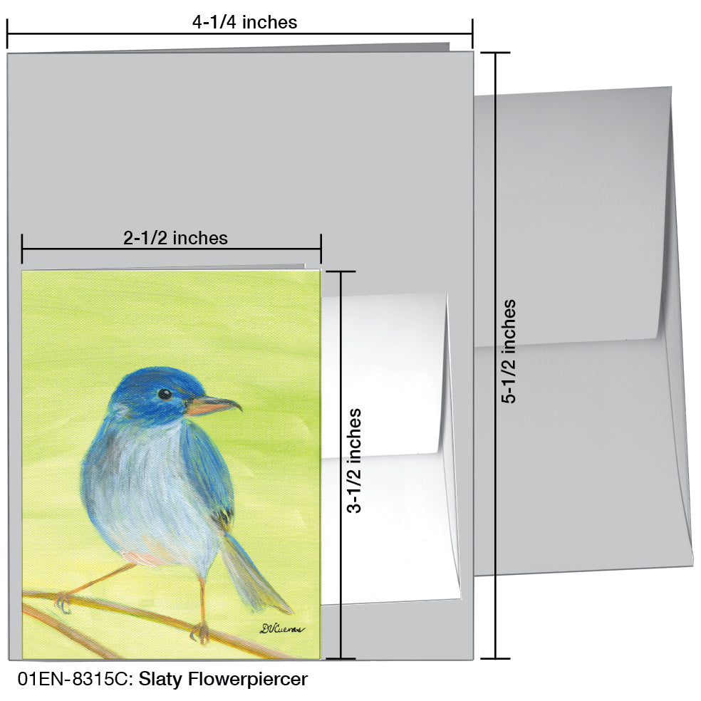Slaty Flowerpiercer, Greeting Card (8315C), Enclosure Card, www.printedcanvas.com