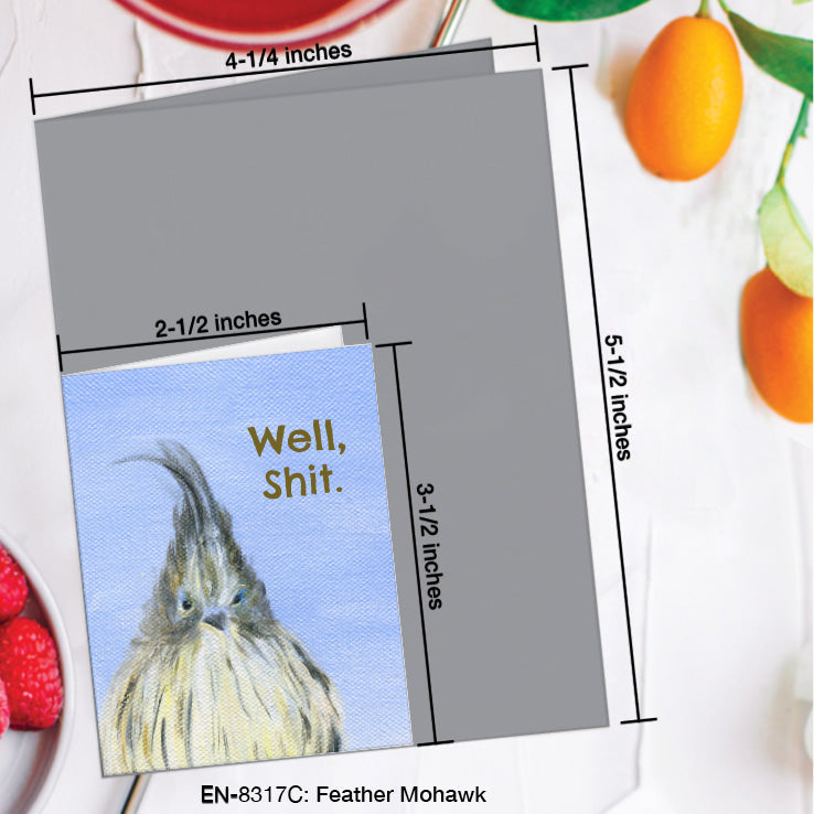 Feather Mohawk, Greeting Card (8317C), Enclosure, www.printedcanvas.com