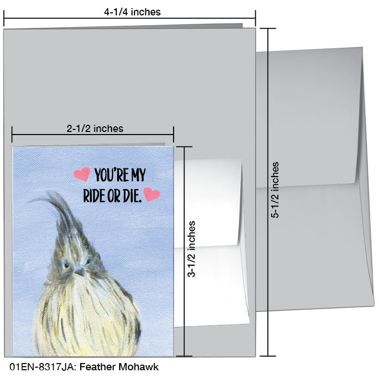 Feather Mohawk, Greeting Card (8317JA), Enclosure Card, www.printedcanvas.com