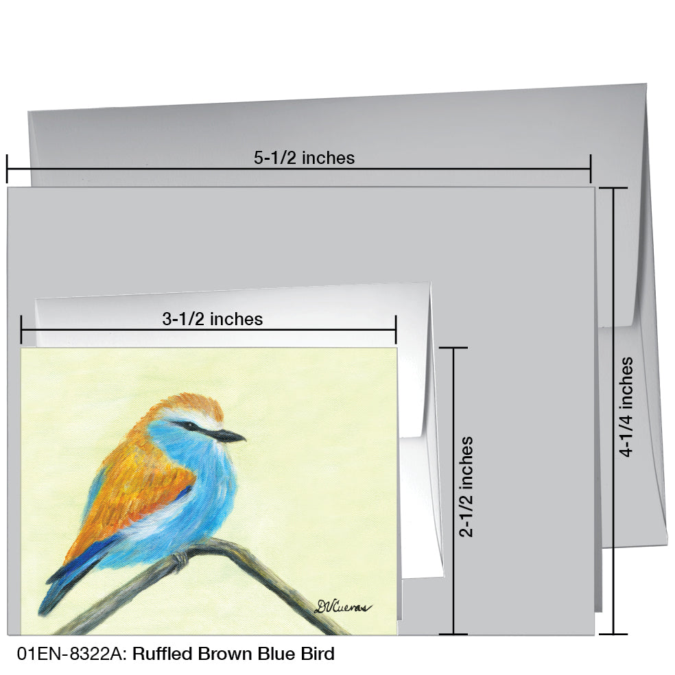 Ruffled Brown Blue Bird, Greeting Card (8322A), Enclosure, www.printedcanvas.com