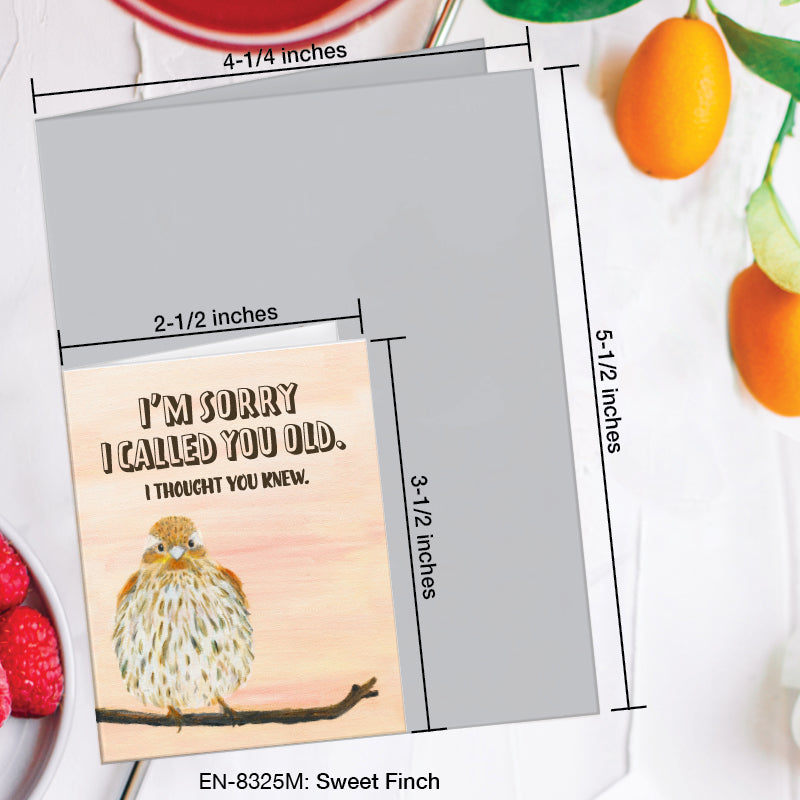 Sweet Finch, Greeting Card (8325M), Enclosure, www.printedcanvas.com