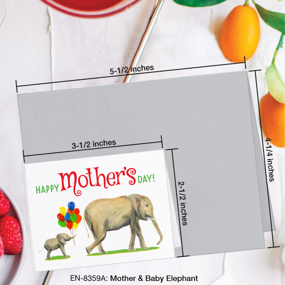 Mother & Baby Elephant, Greeting Card (#8359A)