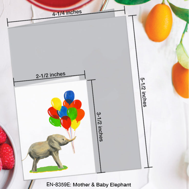 Mother & Baby Elephant, Greeting Card (8359E), Enclosure Card, www.printedcanvas.com