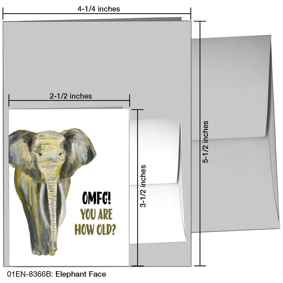 Elephant Face, Greeting Card (8366B), Enclosure, www.printedcanvas.com