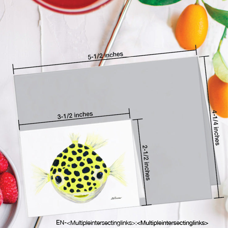 Green Puffer Fish, Greeting Card (8367B), Enclosure Card, www.printedcanvas.com