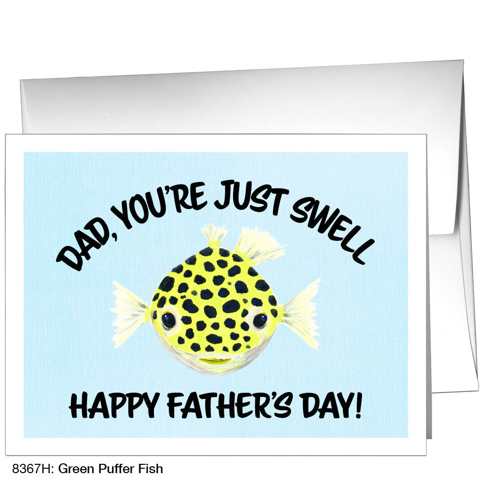 Green Puffer Fish, Greeting Card (8367H), A2 Card, printedcanvas.com