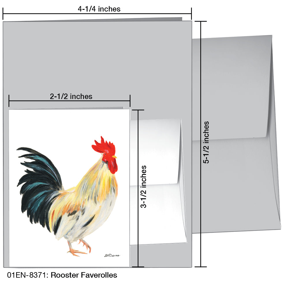 Rooster Faverolles, Greeting Card (8371A), Enclosure, www.printedcanvas.com