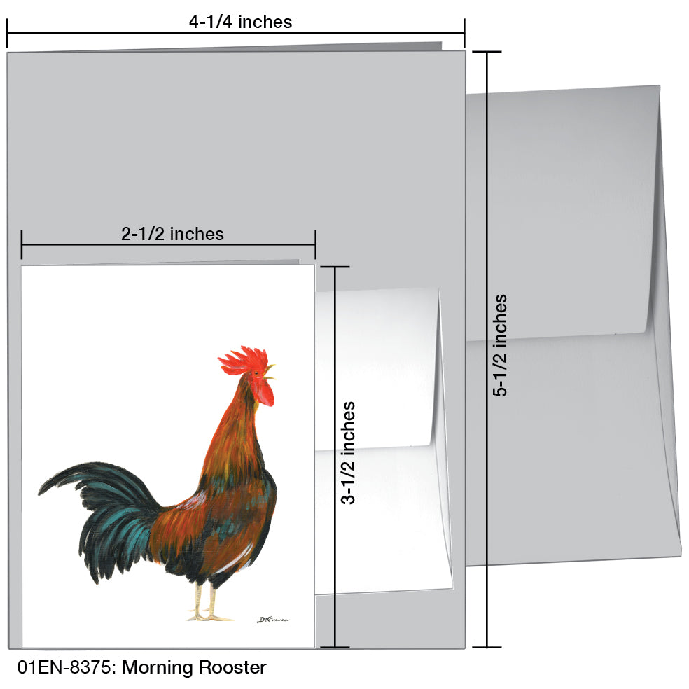 Morning Rooster, Greeting Card (8375A), Enclosure, www.printedcanvas.com
