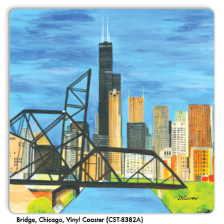 Bridge, Chicago, Vinyl Coaster (CST-8382A) - Printed Canvas