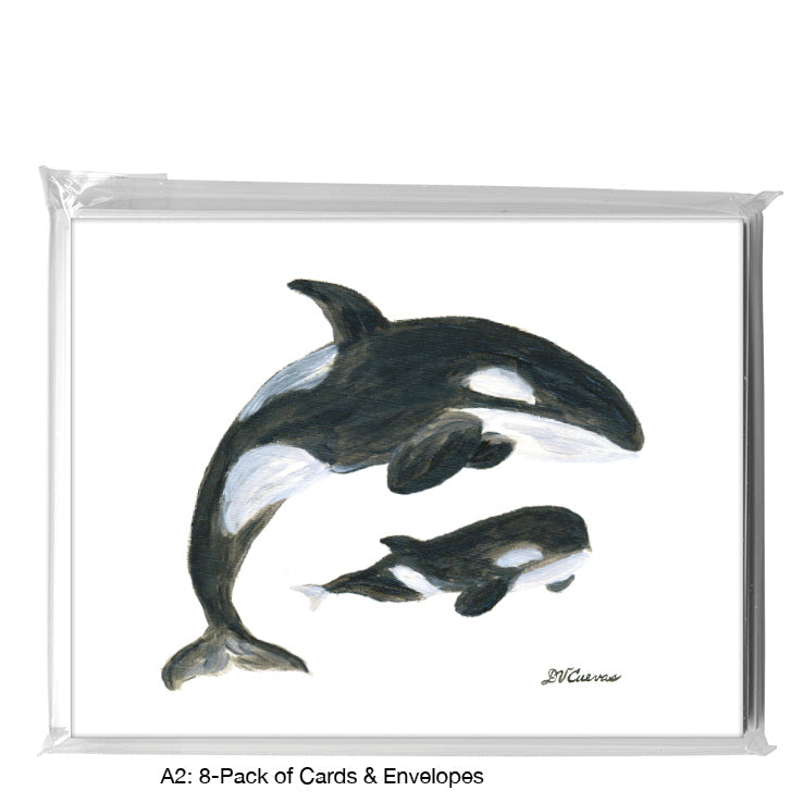 Orca Mother & Baby, Greeting Card (8385), A2 8-Pack, printedcanvas.com