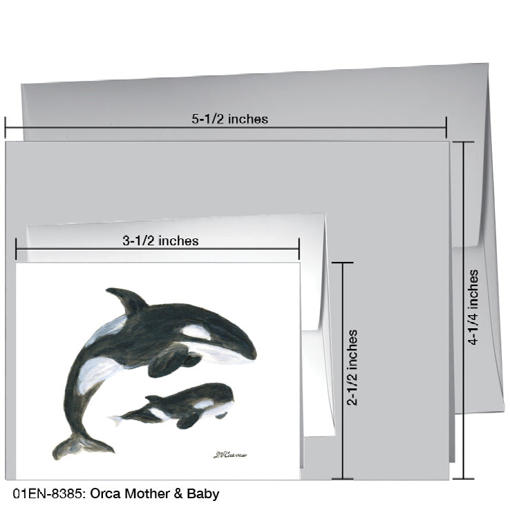 Orca Mother & Baby, Greeting Card (8385B), Enclosure, www.printedcanvas.com