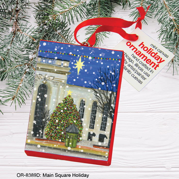Main Square Holiday, York PA, Ornament (OR-8389D), Front, printedcanvas.com