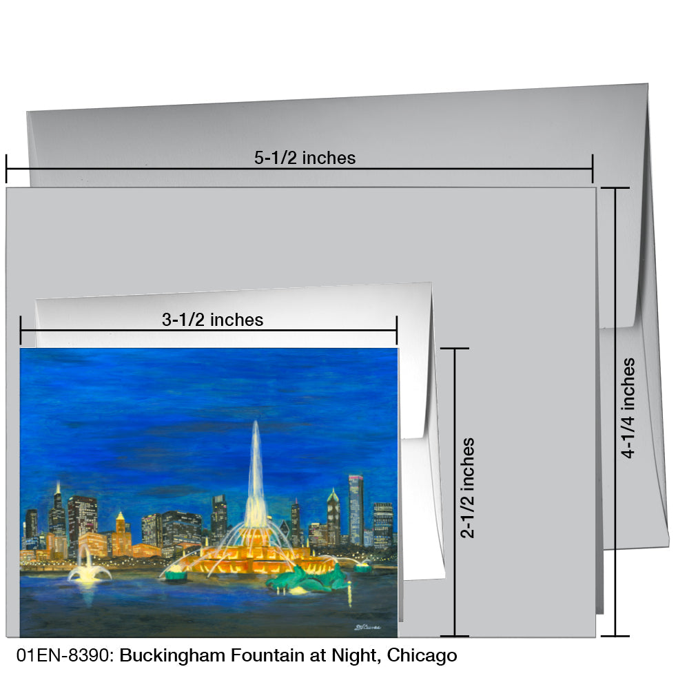 Buckingham Fountain at Night, Chicago, Greeting Card (8390A), Enclosure Card, www.printedcanvas.com