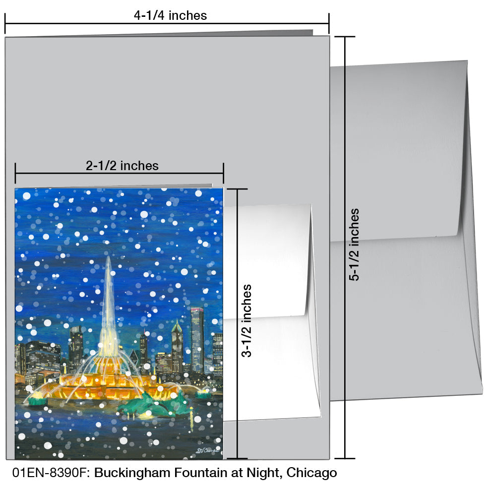 Buckingham Fountain at Night, Chicago, Greeting Card (8390F), Enclosure, www.printedcanvas.com