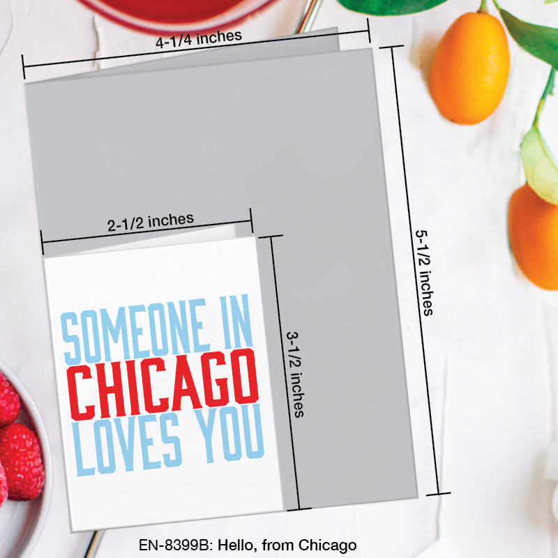 Hello, from Chicago, Greeting Card (8399B), Enclosure, www.printedcanvas.com