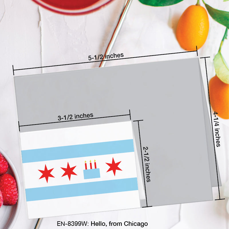 Hello, from Chicago, Greeting Card (8399W), Enclosure Card, www.printedcanvas.com