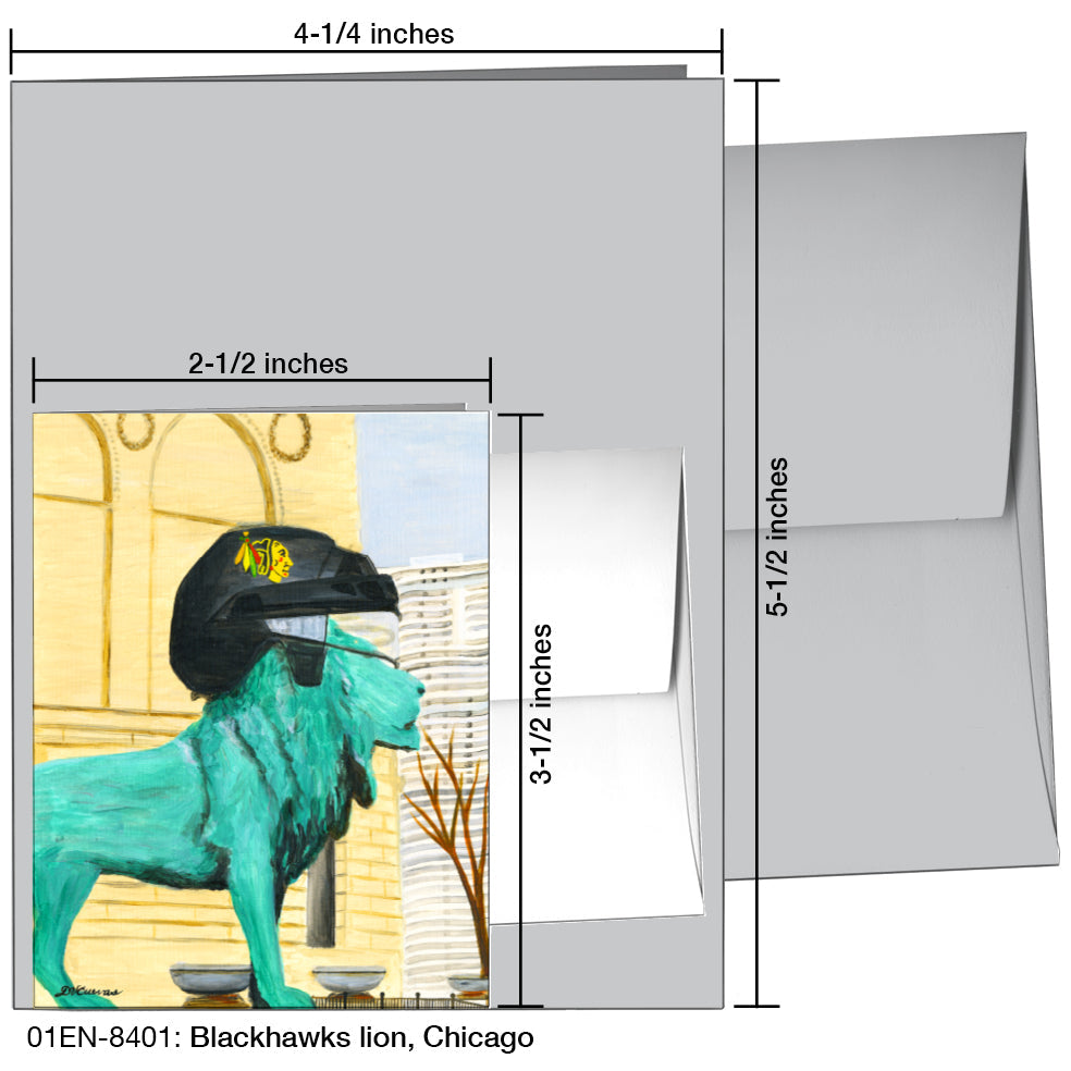 Blackhawks Lion, Chicago, Greeting Card (8401A), Enclosure, www.printedcanvas.com
